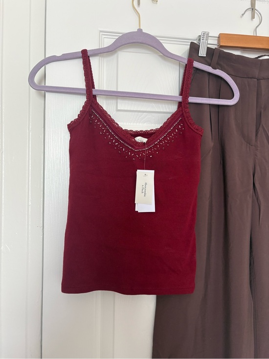 Abercrombie & Fitch Tops - Abercrombie & Fitch Burgundy Lace-Trim Camisole